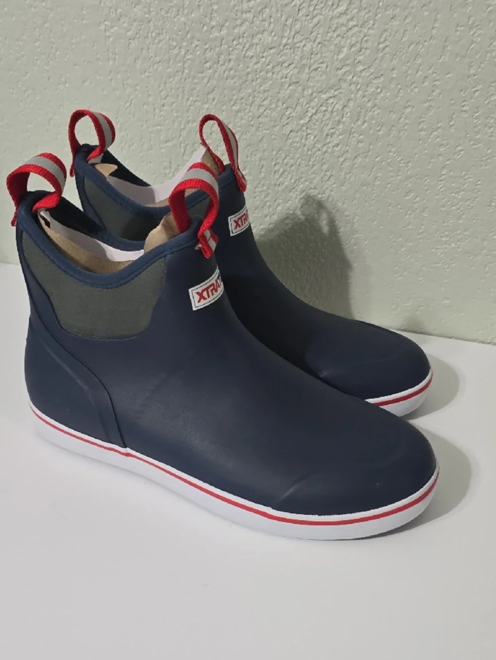 XTRATUF Men's Navy Red-Trim Rain & Snow Slip-On Boots